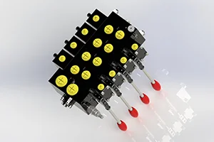Colector hidráulico de 4 carretes con detección de carga
